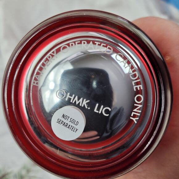 NWT Hallmark Faux Wood Tray with 3 Red Glass Snowflake Tealight Holders - Picture 6 of 11